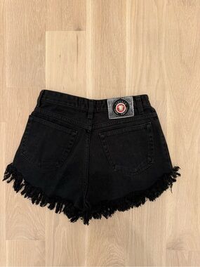 Black Frayed Vintage Versace Women's Denim Shorts